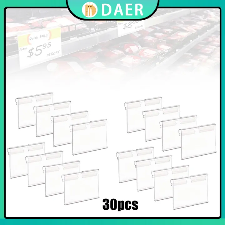 30pcs Wire Shelf Retail Price Tag Plastic Clear Desktop SignMerchandise