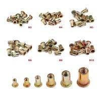 【CW】 M4 M5 Flat Rivet Nuts Set Insert Cap Reveting Zinc Plated Carbon Threaded