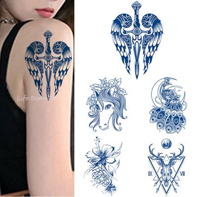 【YF】 Juice Ink Body Art Tattoo Lasting Waterproof Temporary Sticker Flash Arm Flower Butterfly Pony Fashion Fake Women Girls Tattos