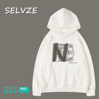 SELVZE เสื้อสเวตเตอร์มีฮู้ดแขนยาวสำหรับผู้หญิง,เสื้อสเวตเชิ้ตแฟชั่นมีลายตัวอักษรสีเดียวฤดูใบไม้ร่วง