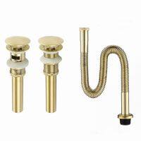 【CC】 brushed gold Basin Pop up drain-pipe Sink Drain Pipe with without overflow DP909