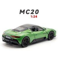 Diecast MC20จิ๋ว1:24โมเดลรถอัลลอยของขวัญสะสมซุปเปอร์คาร์สำหรับเด็กของเล่นสุดฮอตรถแข่งโลหะ