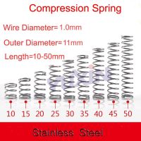 สปริงบีบอัดคอยล์ขนาดเล็ก50ชิ้น/ล็อต1.0*11*10-50สปริงบีบอัดสแตนเลสสปริงบีบอัดจุดขนาดเล็กสำหรับเครื่องพิมพ์3D