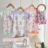 Ryn studio 2022 summer wear girls western style comfortable nightdress girls thin breathable home wear baby cartoon cute air-conditioned clothes