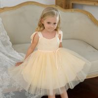 Elegant Kids Dresses for Girl Tutu Fluffy Princess Pearls Wedding Gown Children Birthday Party Dress Toddler Baby Girl Clothes