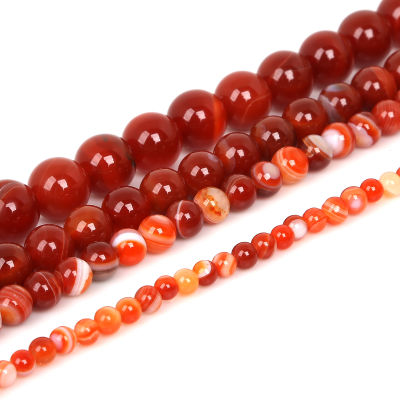 4/6/8/10/12มม.หินธรรมชาติ BeadsRed ลาย Agate หลวมลูกปัดทรงกลมสำหรับเครื่องประดับทำกำไล DIY สร้อยคอต่างหูเครื่องประดับอัญมณีประมาณ15 (38ซม.)