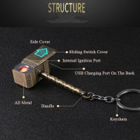 Windproof USB Electric Recharging Lighter God Of Thunder Hammer Zinc Alloy Flameless Lighters e accessories Gadgets For Men