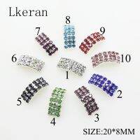 New 10Pcs/set 20mmx8mm Arched Rhinestone Buckles Diamond Buttons Plated silver Square Invited to the Wedding Ribbon Slider