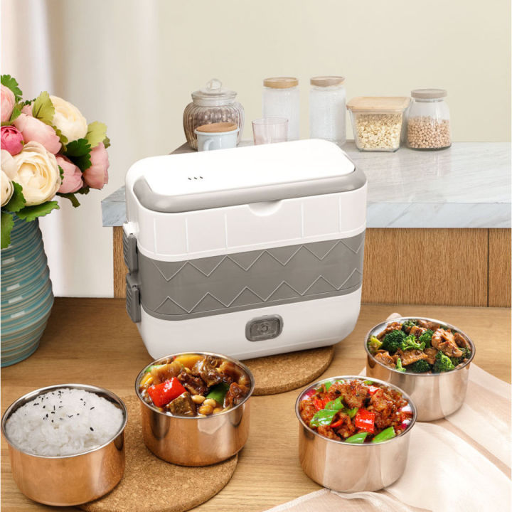 Electric Lunch Box Portable Food Warmer Mini Rice Cooker Food Heater(Double  Layer)