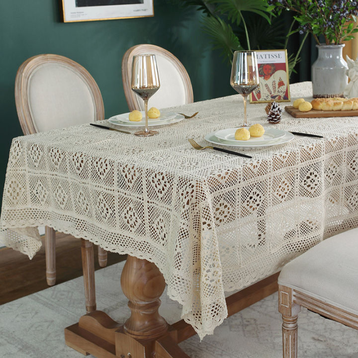 ผ้า-dhe-ผ้าปูโต๊ะพ่อกลวงถักอเมริกันพู่สี่เหลี่ยมสุดโต๊ะน้ำชาแผ่นรองจานผ้าคลุมโต๊ะตะวันตก