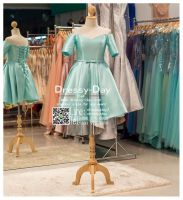 ชุดราตรีออกงาน ชุดราตรีสวยหรู ชุดราตรีสั้น PF064-GRN เขียว/เขียวมิ้น dressy-day