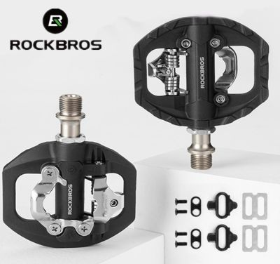 ROCKBROS แป้นเหยียบล็อคจักรยานแบบ2 In 1ที่เหยียบไนล่อนกันลื่นล็อค MTB แป้นถีบจักรยานคลีทแพลตฟอร์ม Shimano SPD อุปกรณ์เสริมจักรยาน