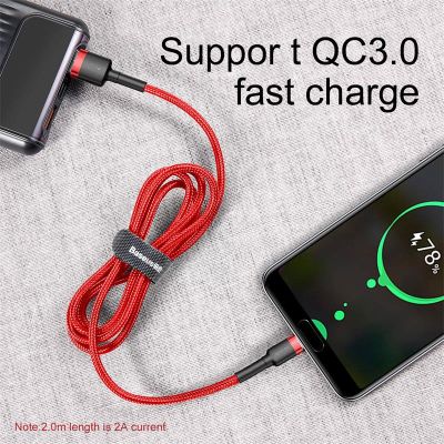 Baseus QC 3.0 Fast Charger USB Type C For Samsung S9 3A Reversible Aluminum Alloy Data Transmission Cable Nylon ided Wire