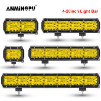 ANMINGPU 4-20inch Off Road LED Bar 12V 24V Yellow LED Light Bar for Car Jeep Truck Suv 4x4 Tractor Boat A Spot LED Work Light