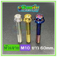 น็อตสแตนเลส หัวเจาะดอกไม้ ขนาดเกลียว m10 ยาว 60 mm.