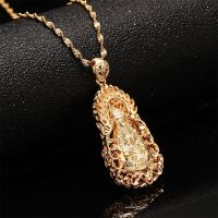 ZZOOI Chinese Jewelry Buddha Amulet Hinduism Buddhist Guanyin Pendant Necklaces For Women Men