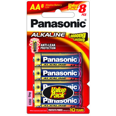 Panasonic Alkaline AA 1.5V ของแท้ แพค 4 ก้อน หรือ แพค 8 ก้อน