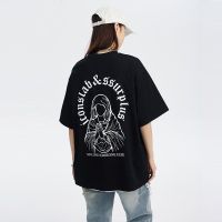 inset style printing short sleeve summer loose casual couple T-shirt Hong Kong style nun