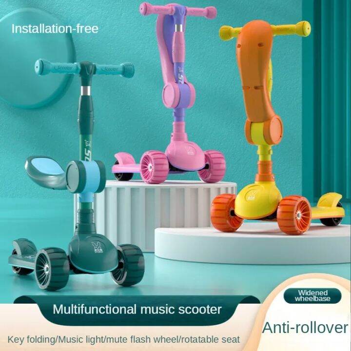 Children's outdoor travel scooter threeinone scooter children's flash