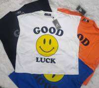 ?เสื้อCropแขนกุด? ลายยิ้ม GOOD LUCK ราคาถูก ?ผ้าCOTTON เสื้อเอวลอย? สกรีนแน่นๆ  จัดส่งไว ผลิตจากไทย ‼️