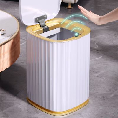 ถังขยะมีฝาปิดถังเก็บอัตโนมัติตัวนำกันน้ำห้องครัวห้องน้ำห้องส้วมอัจฉริยะ J05 10L ถังขยะดีที่สุด