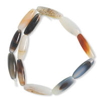 ลูกปัดหินแท้ เม็ดรูปไข่ (Oval) หินโมรา (Agate) 10x30 mm - (หลากสี)