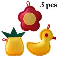 3Pcs/Set Catnip Cat Toys Bite Resistant Cute Cartoon Flower Pineapple Duck Shape Felt Kitten Bite Toy Pet Supplies Cat Favors Toys