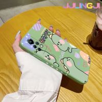 Jlingji เคสสำหรับ Infinix Note 11 Pro Note 11S เคสการ์ตูน Happy น่ารักไดโนเสาร์เคสมือถือนิ่มบางลายขอบสี่เหลี่ยมด้านข้างเคสซิลิโคนนิ่มเคสป้องกันการกระแทก