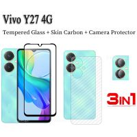 (3ใน1)Vivo Y27 4กรัมกระจกเทมเปอร์ฟิล์มสำหรับ Vivo Y36 5กรัม Y35 Y22s Y21T Y02t Y02A Y01 Y16 Y15A ปกป้องหน้าจอ Y15s Y12A Y12s Y20i Y20 Y20s กรัม Y02แก้วเลนส์กล้องถ่ายรูป