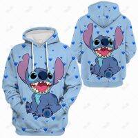 Lilo Stitch มีฮู้ดผู้ชายผู้หญิงเด็กเสื้อสเวตเชิ้ตวัยรุ่นการ์ตูนอนิเมะดิสนีย์เสื้อผ้าชายหญิงมีฮู้ดเทรนด์ฮิปฮอป