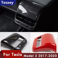 For Tesla Model 3 Car Accessories Car Carbon Fiber ABS Rear Air Vent Outlet Cover Trim Interior For Model Y Model Three