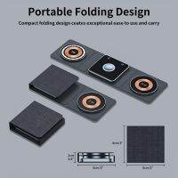 สถานีชาร์จไร้สายแบบพับได้โปร่งใส3 In 1 Magnetic Dual Wireless Charging Pad Stand สำหรับ 14