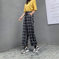 Plaid Pants Women Wide Leg High Waist Fashion Straight Street Sweatpant  Trousers Joggers Vintage Streetwear Loose Clothes