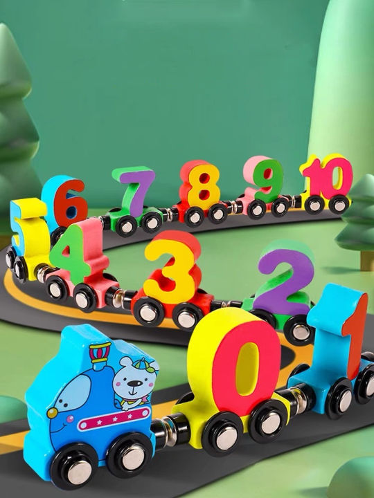 พร้อมส่ง-ของเล่นเด็ก-ตัวเลข-รถไฟ-แม่เหล็ก-เด็ก-รถไฟไม้ลากจูง-ของเล่นไม้เสริมพัฒนาการ-บล๊อคไม้-ตัวต่อรถไฟของเล่นไม้-บล็อกรถลากขาย