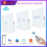 Smart Light Switch Wall Touch Switches Wifi No Neutral Wire Required Smart Life White Black Interruptor with Touch Glass Panel Power Points  Switches