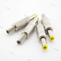 Silver Metal 5.5mmx2.1mm DC Power Male Plug Jack Adapter Connector with Yellow Head DC Power Male Plug WDAGTH