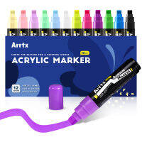 Arrtx 12 สีปลายกว้าง 10 มม. เครื่องหมายสีอะคริลิที่สมบูรณ์แบบสำหรับกราฟฟิตีบนหินแก้วผ้าใบแก้วเซรามิกโลหะไม้พลาสติก-czechao