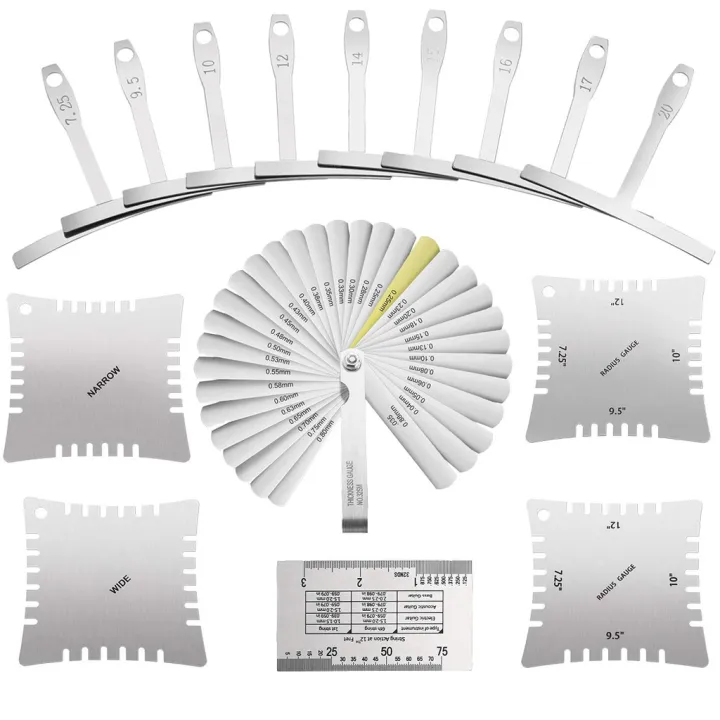 15 Pieces Guitar Luthier Tools Kit Including Guitar Radius Gauge, String Action Ruler Gauge, 32