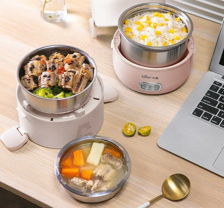 Bear MINI Rice Cooker Thermal Heating Electric Lunch Box 3 Layers Portable  Food Steamer Cooking Container Meal Warmer DFH-B15X3