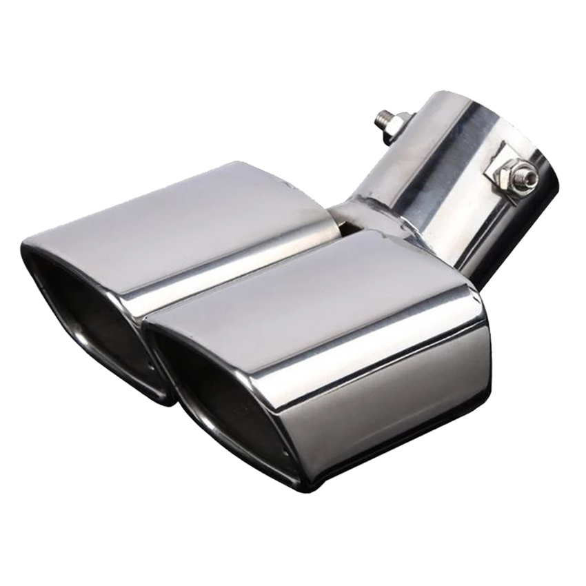 Car Exhaust Tail Pipe 63mm Exhaust Tips Muffler Stainless Steel Square Mouth Double Outlet End Pipe 