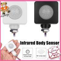 JJHY โมดูลสวิซต์ดันแบบปรับได้สีดำ/ สีขาว1ชิ้น IR Saklar Lampu Sensor เคลื่อนไหวเครื่องตรวจจับอินฟราเรดไฟฟลัดไลท์ LED