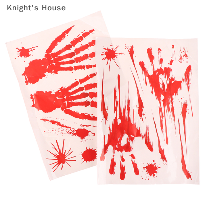 knights-house-สติกเกอร์เลือดฮาโลวีนรูปลอกติดผนังฮาโลวีนสร้างฉากสยองขวัญรอยเลือดติดหน้าต่างพื้นสำหรับในร่มกลางแจ้ง