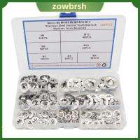 ZOWBRSH 350Pcs M3 M4 M5 M6 M8 M10 M12 แหวนล็อคฟัน เหล็กไร้สนิม ชุดจัดประเภทเครื่องล้างฟันภายใน ทนทานต่อการใช้งาน แหวนล็อคแบบกด เครื่องผลิตเครื่องจักร