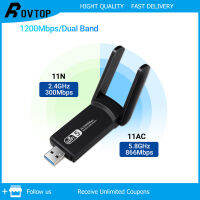 Rovtop 1200Mbps USB 3.0อะแดปเตอร์Wifi Dual Band 5GHz 2.4Ghzไร้สายการ์ดเน็ตเวิร์กอะแดปเตอร์WiFi Sหมุนได้Antennaotatableเสาอากาศ