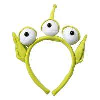 Girls Creative Green Fleece Headband Makeup Wash Hair Bands Big Three Eyes Alien Hair Hoop Women Girls Hair Halloween Accessories cute