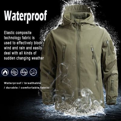 【🔥COD&amp;พร้อมส่ง】เสื้อแจ็คเก็ตยุทธวิธี Multi-Pocket ระบายอากาศกลางแจ้งเสื้อกีฬากันน้ำและ Windproof ชายแจ็คเก็ตมีฮู้ด