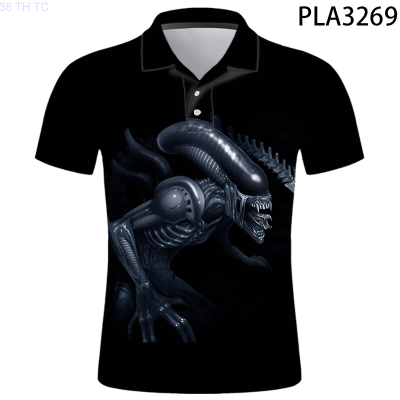 【high quality】  Ropa De Hombre Fashion Casual Summer Short Sleeve 3d Printed Movie Alien Cool Men Polo Shirt Streetwear Polo Homme Ropa Tops