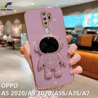 JieFie นักบินอวกาศกรณีโทรศัพท์สำหรับ OPPO A5 2020 / A9 2020 / A5S / A3S/A7หรูหราโครเมี่ยมชุบ Soft TPU สแควร์กรณี + ยึด