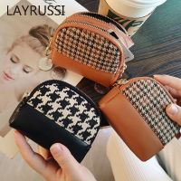 LAYRUSSI Dompet Koin Kain Baru Dompet Kecil Ritsleting Ganda Wanita Kantung Kunci Tempat Kartu Travel Tas Koin Antik Wanita Mode