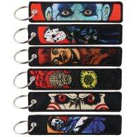 【LZ】►♧﹍  Série de Filmes Horror Chaveiro Bordado Porta-Chaveiro Chave Tag Fobs Clássico Decoração Halloween Acessórios Fashions Presentes